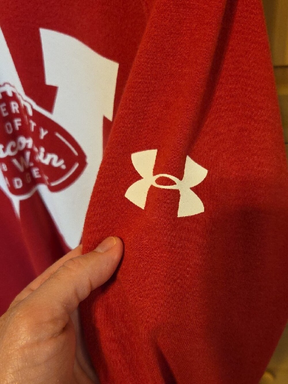 Under Armour Red Pullover Sweatshirt with White Logo - Picture 3 of 5